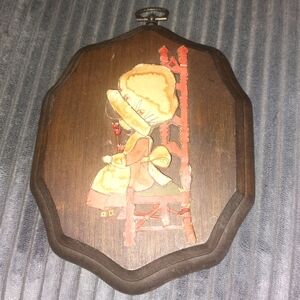 Vintage Wood and Paper Holly Hobby Plaque